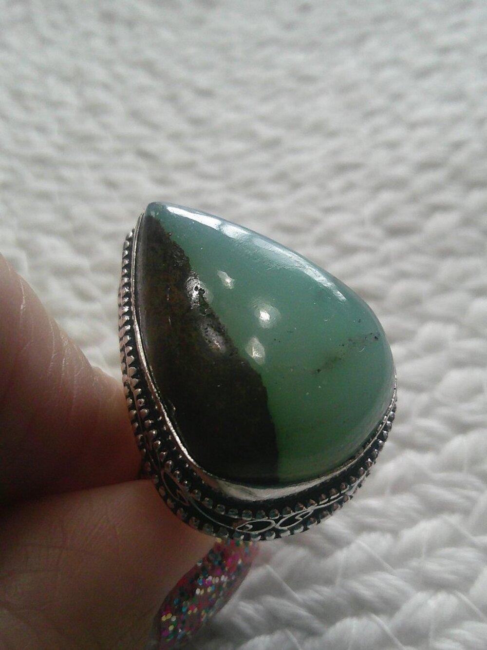 Gorgeous CHRYSOPRASE Handmade Sterling 925 RIng Size 9 #312F